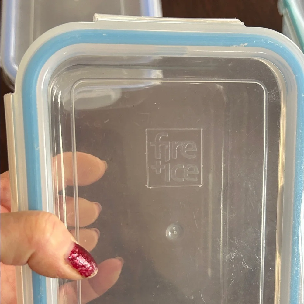 3 Clear Glass Food Storage Containers Plastic Tops; Microwave & Dishwasher Safe